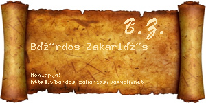 Bárdos Zakariás névjegykártya